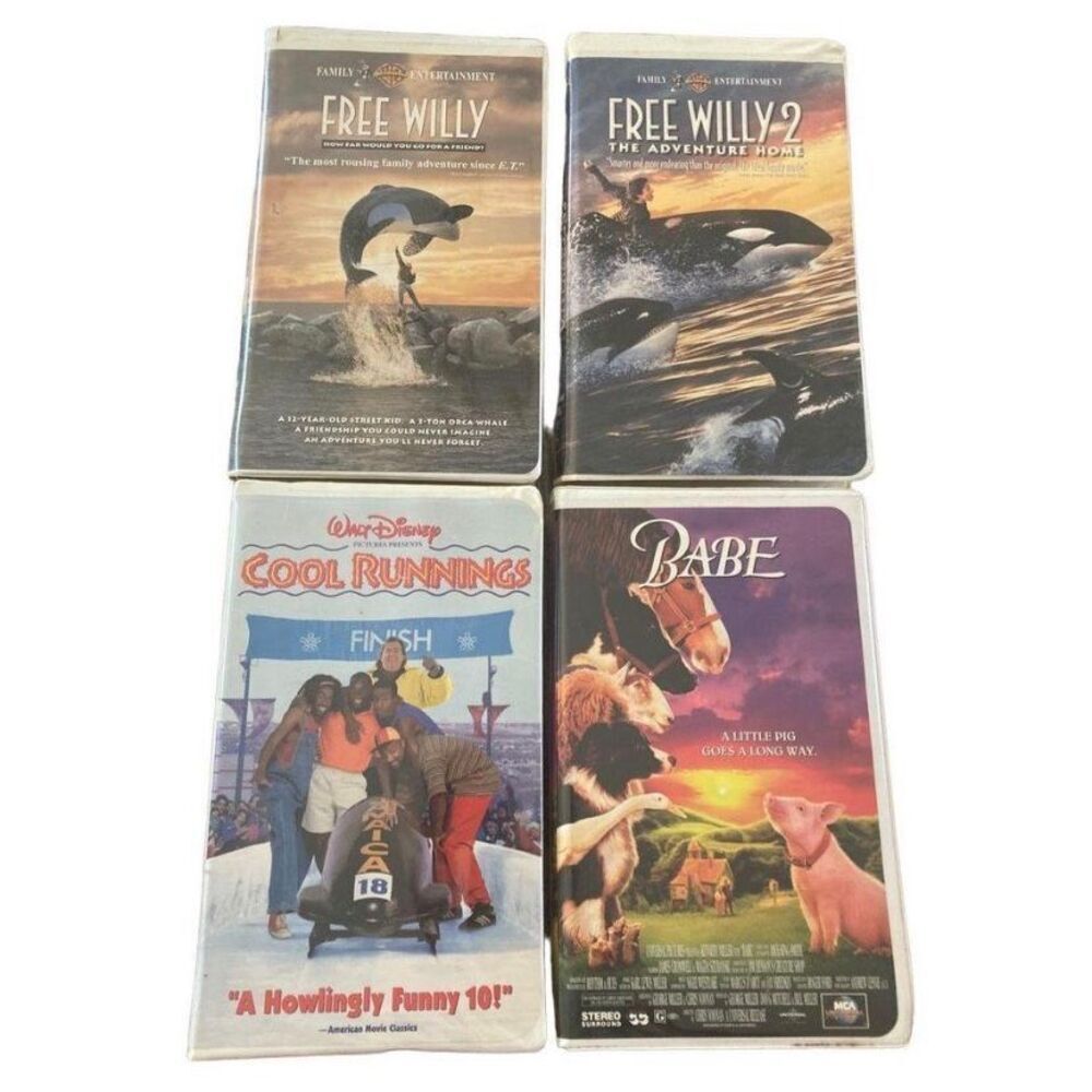 Babe Free Willy 2 Cool Runnings VHS Tape Vintage Movie 80s 90s Y2K Family Kids E